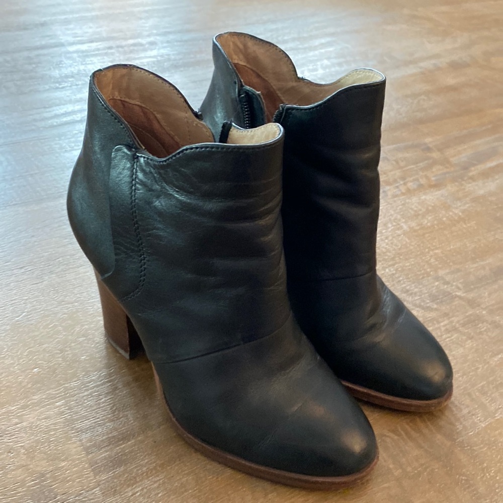 Halogen black leather booties, size 6